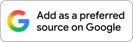 A badge that helps readers find the site through preferred sources in Google Search.