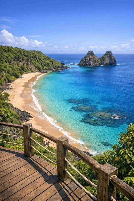 L'iconica vista dalla scogliera di Baia do Sancho, un caso di studio sul turismo sostenibile e su come visitare il paradiso protetto del Brasile