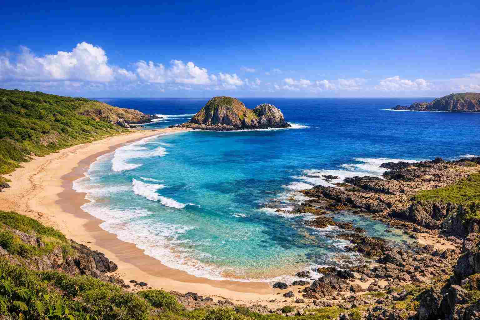 La splendida vista panoramica dal belvedere della spiaggia di Leão a Fernando de Noronha, una delle attrazioni principali della nostra guida turistica completa sulla spiaggia di Leão.