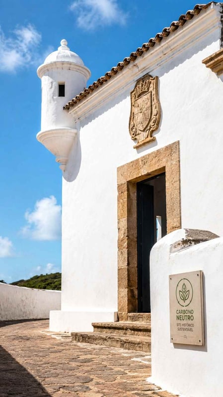 As paredes brancas restauradas de um local histórico, um estudo de caso sobre turismo sustentável extraído do nosso Guia do Forte Noronha.